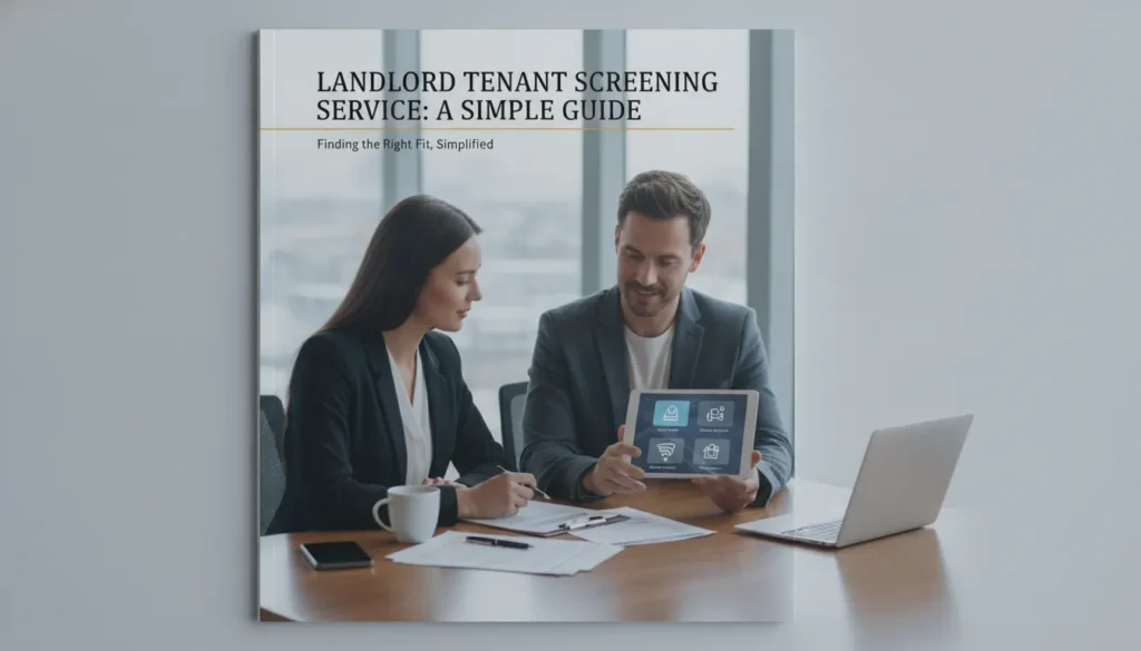 A landlord and property manager reviewing a tenant screening service report.