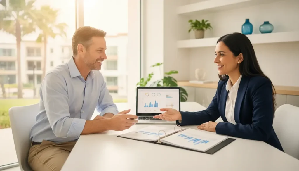Property owner and property manager reviewing a rental portfolio together
